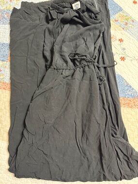 Strapless Black Drawstring Waist  wide leg pantsuit